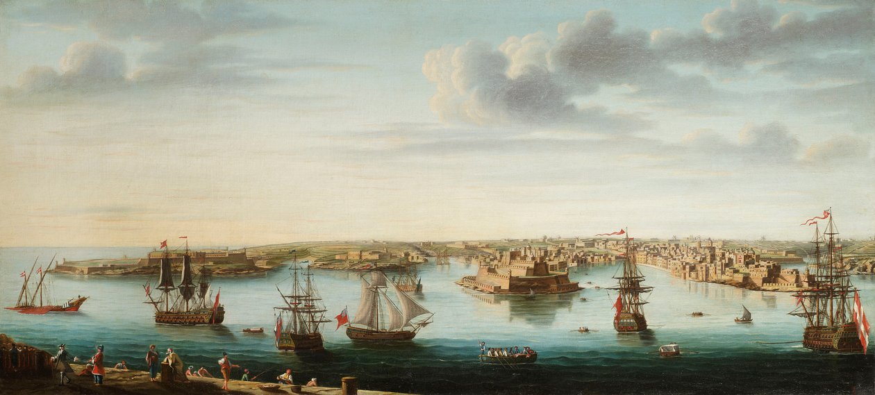 واحدة من مجموعة من سبعة وجهات نظر فاليتا ، مالطا وضواحيها ، c.1753 بواسطة ألبرتو بوليتشينو