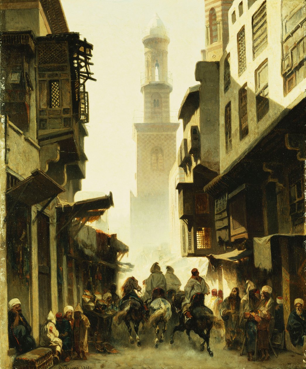 مشهد الشارع بدمشق ، 1861 بواسطة البرتو باسيني