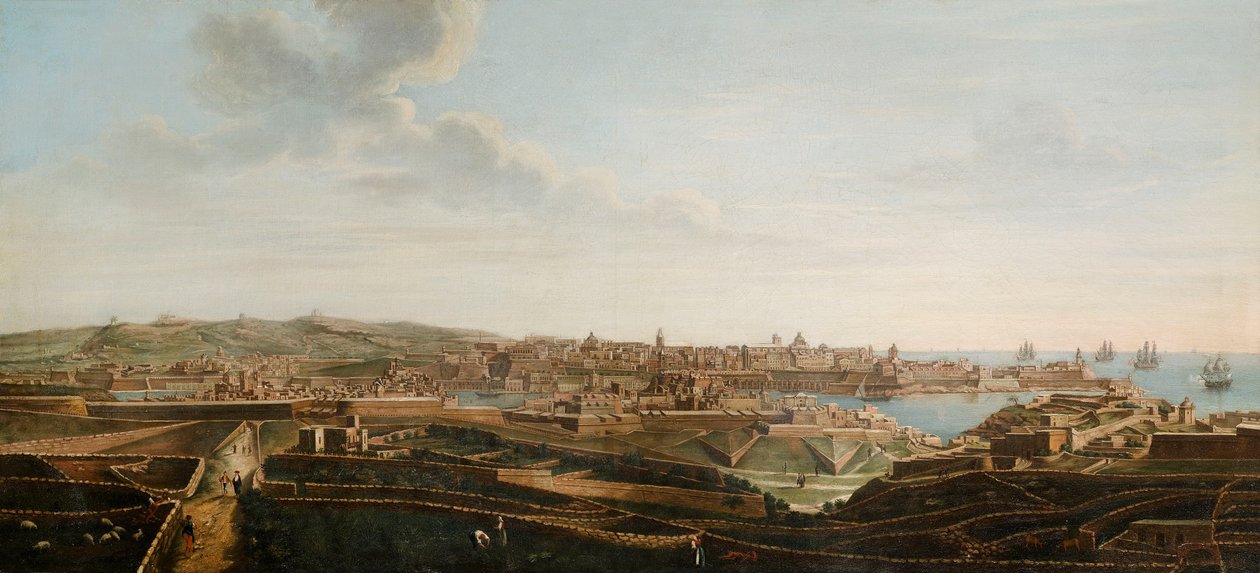 واحدة من مجموعة من سبع مناظر ل فاليتا ، مالطا وضواحيها ، حوالي 1753 (زيت على قماش) بواسطة ألبرتو بوليتشينو