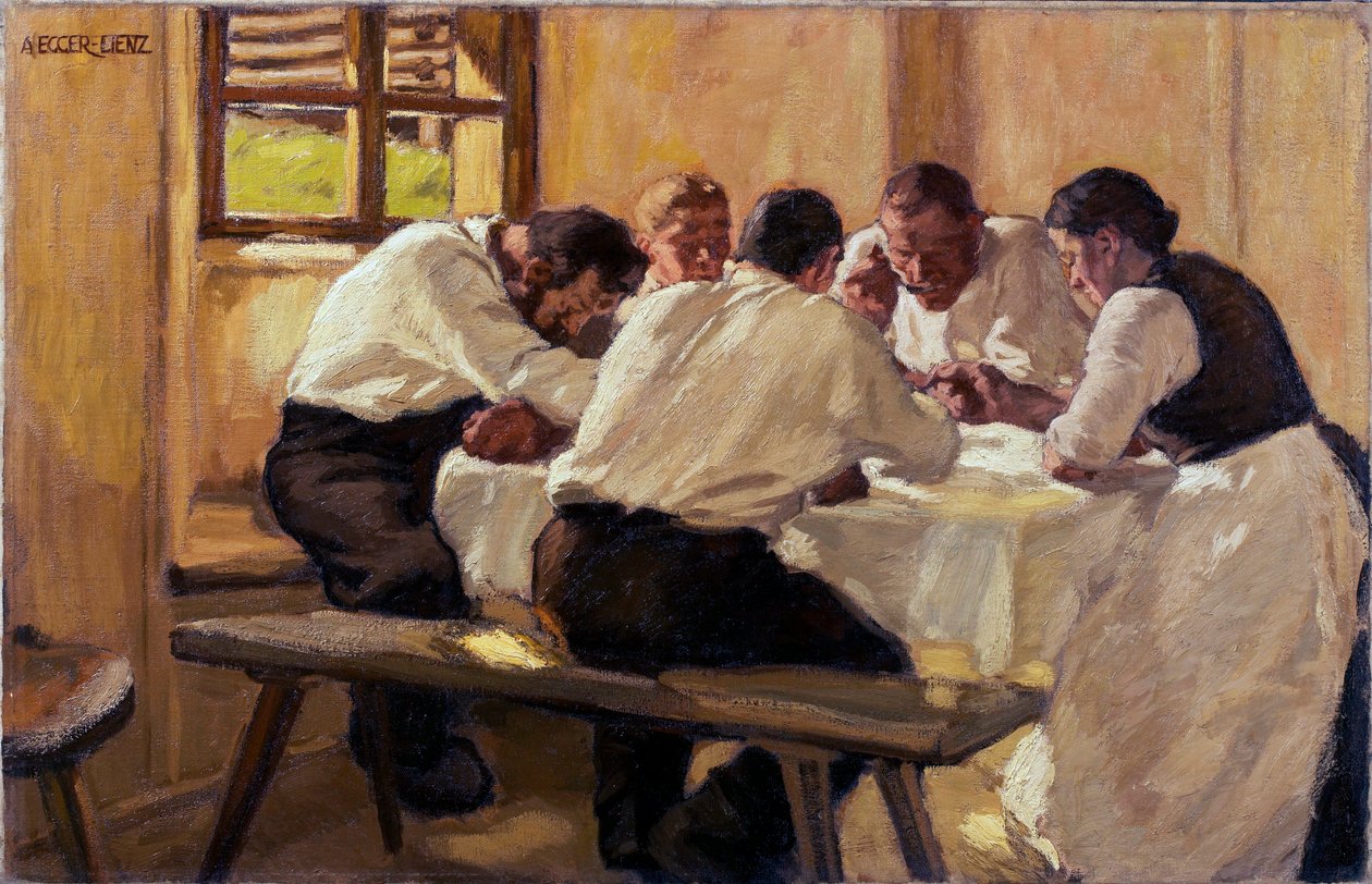 ريباس ، لا حساء (الإصدار 2) (الغداء (الحساء ، الإصدار الثاني) لوحة لألبين إيجر لينز (1868-1926) ، زيت على قماش بواسطة ألبين إيجر لينز