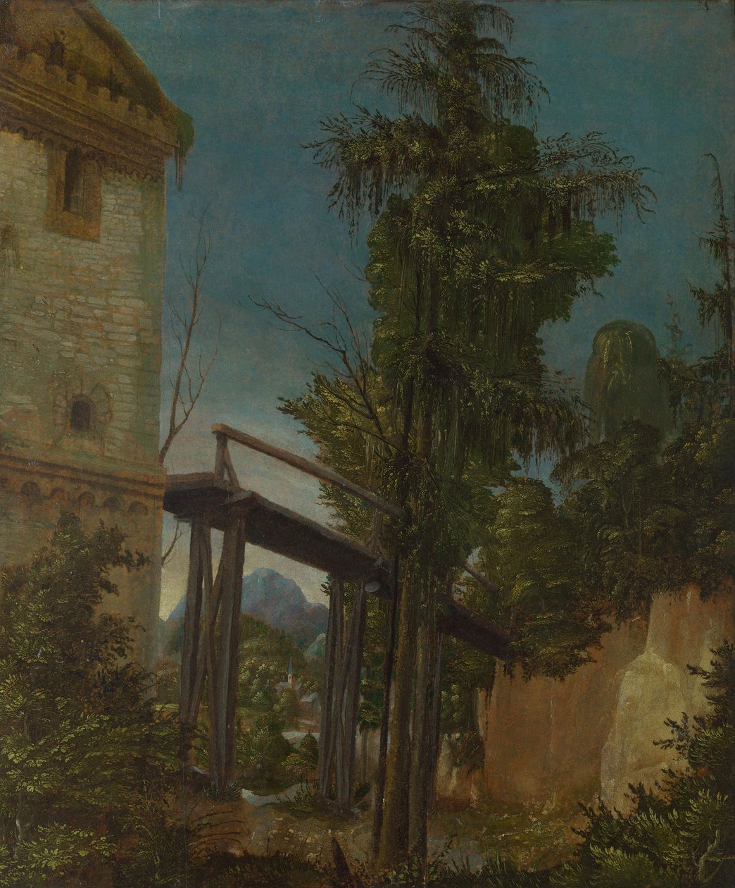 منظر طبيعي مع جسر للمشاة ، c.1518-20 بواسطة ألبريشت التدورفر