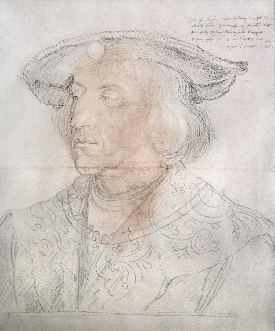 ماكسيميليان الأول ، إمبراطور ألمانيا (1459-1519) ، 1518-19 (قلم رصاص بغسل مرحاض) بواسطة ألبريشت دورر