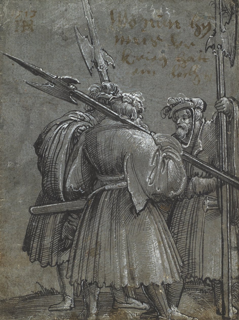 ثلاث حراس ليلي ، 1513 (بالاعتماد على ورق رمادي أزرق) بواسطة ألبريشت التدورفر