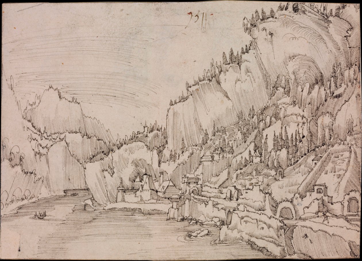 منظر لسارمنغشتاين على نهر الدانوب (النمسا) - رسم لألبريشت التدورفر (حوالي 1480-1538) بواسطة ألبريشت التدورفر