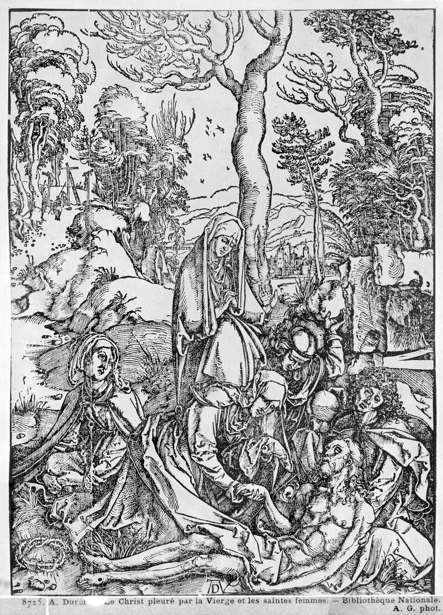 المسيح يحزن على العذراء والقديسات ، من سلسلة "The Great Passion" ، 1497-1500 (نقش خشبي) (وزن صورة) بواسطة ألبريشت دورر
