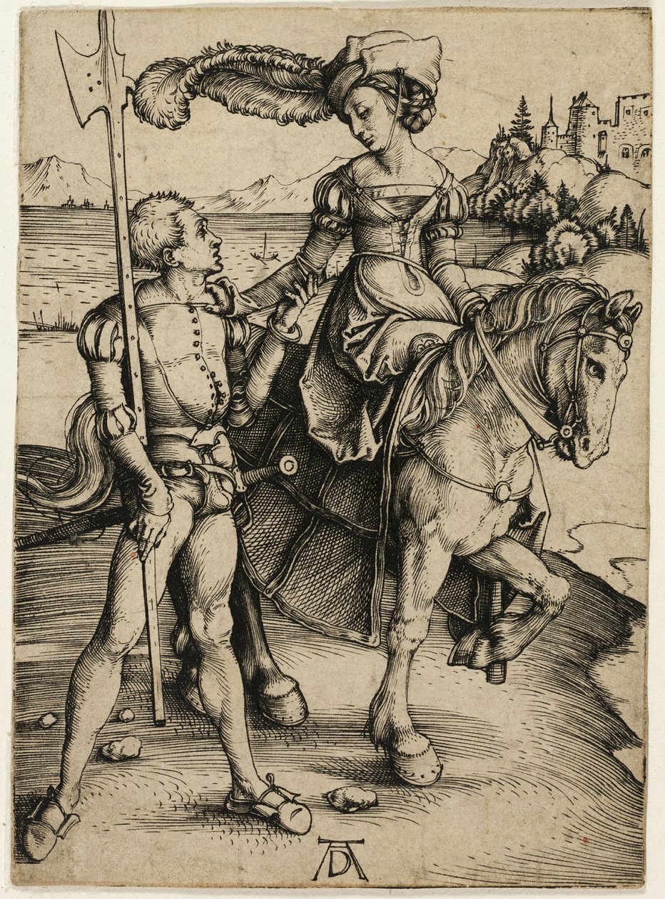 سيدة على صهوة الجواد و Landsknecht بواسطة ألبريشت دورر