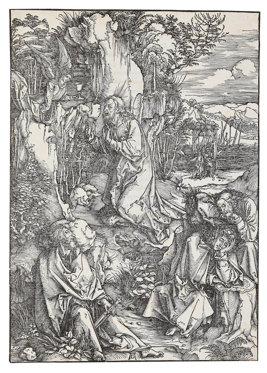 The Agony in the Garden ، من سلسلة The Great Passion ، ج. 1496. بواسطة ألبريشت دورر