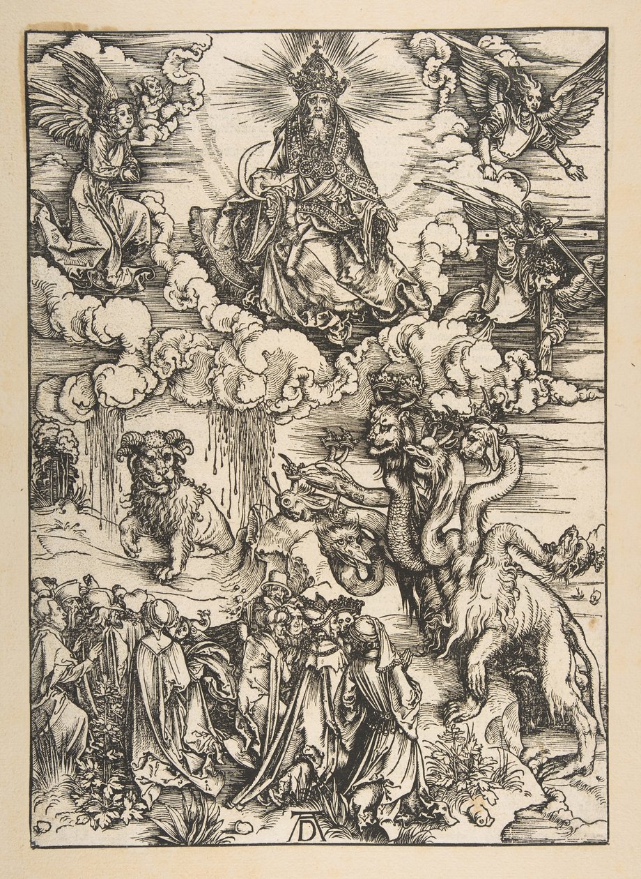 الوحش ذو القرنين مثل الحمل ، من نهاية العالم ، الطبعة اللاتينية 1511 ، كاليفورنيا. 1496. بواسطة ألبريشت دورر