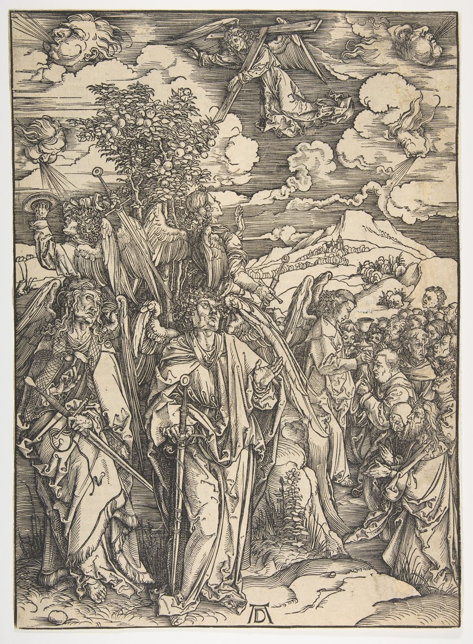الملائكة الأربعة التي تحمل الرياح ، من نهاية العالم ، الطبعة الألمانية ، 1498 ، كاليفورنيا. 1498. بواسطة ألبريشت دورر