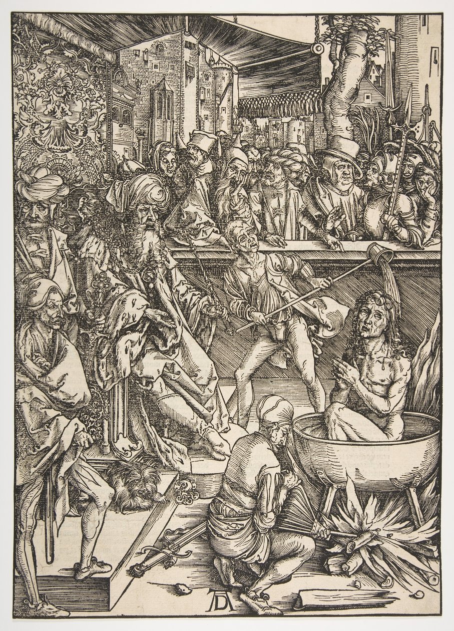 استشهاد القديس يوحنا ، من نهاية العالم ، الطبعة اللاتينية 1511 ، كاليفورنيا. 1496. بواسطة ألبريشت دورر