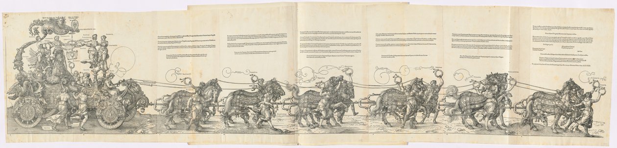 عربة النصر لـ Maximilian I The Great Triumphal Car ، 1523 الطبعة اللاتينية. بواسطة ألبريشت دورر