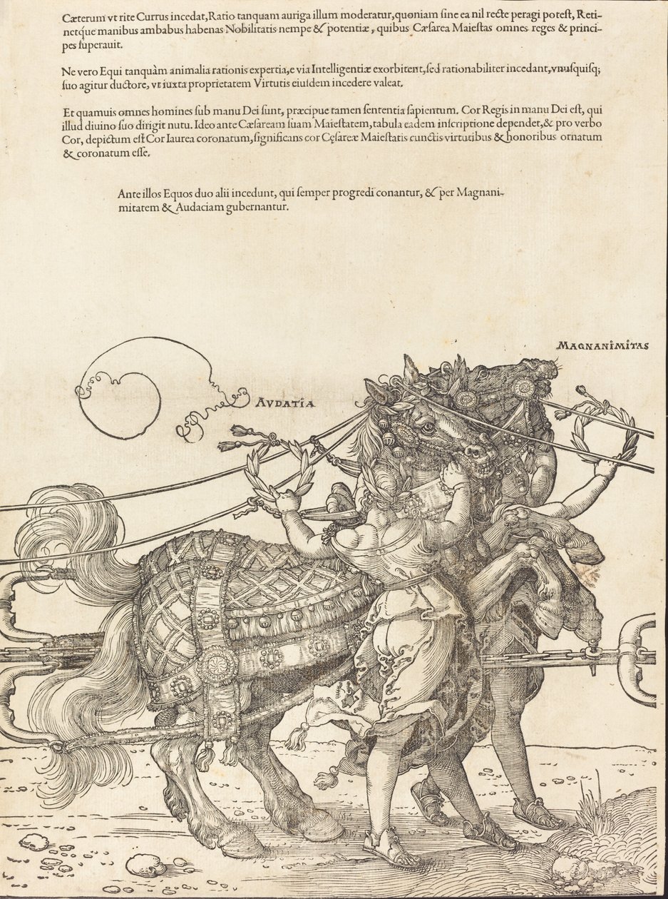 عربة النصر لـ Maximilian I The Great Triumphal Car [اللوحة 7 من 8] ، الطبعة اللاتينية 1523. بواسطة ألبريشت دورر