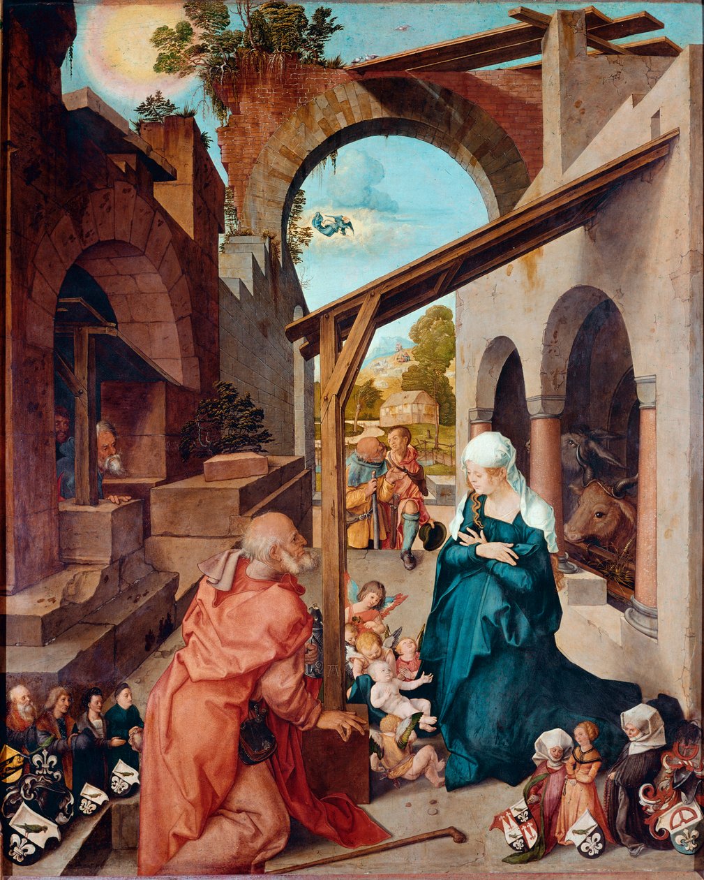 Altarpiece Paumgartner: "ناتيفيت" لوحة رسمها ألبريشت دورر (1471-1528) 1504 تقريبًا. خافت. 155x126 سم ميونيخ ، Alte Pinakothek بواسطة ألبريشت دورر