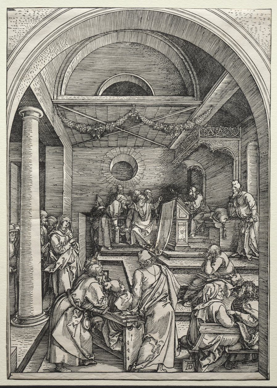المسيح يتجادل مع الأطباء، ج. 1503-1504 (نقش خشبي) بواسطة ألبريشت دورر أو ديرير