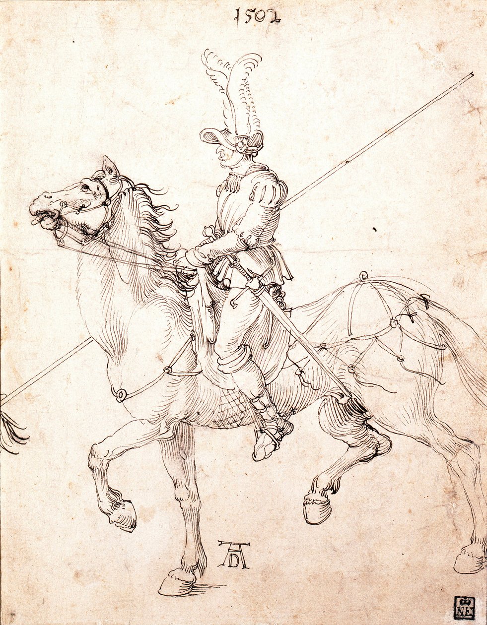 لانسر على ظهور الخيل - رسم ألبرشت دورر (1471-1528) بواسطة ألبريشت دورر