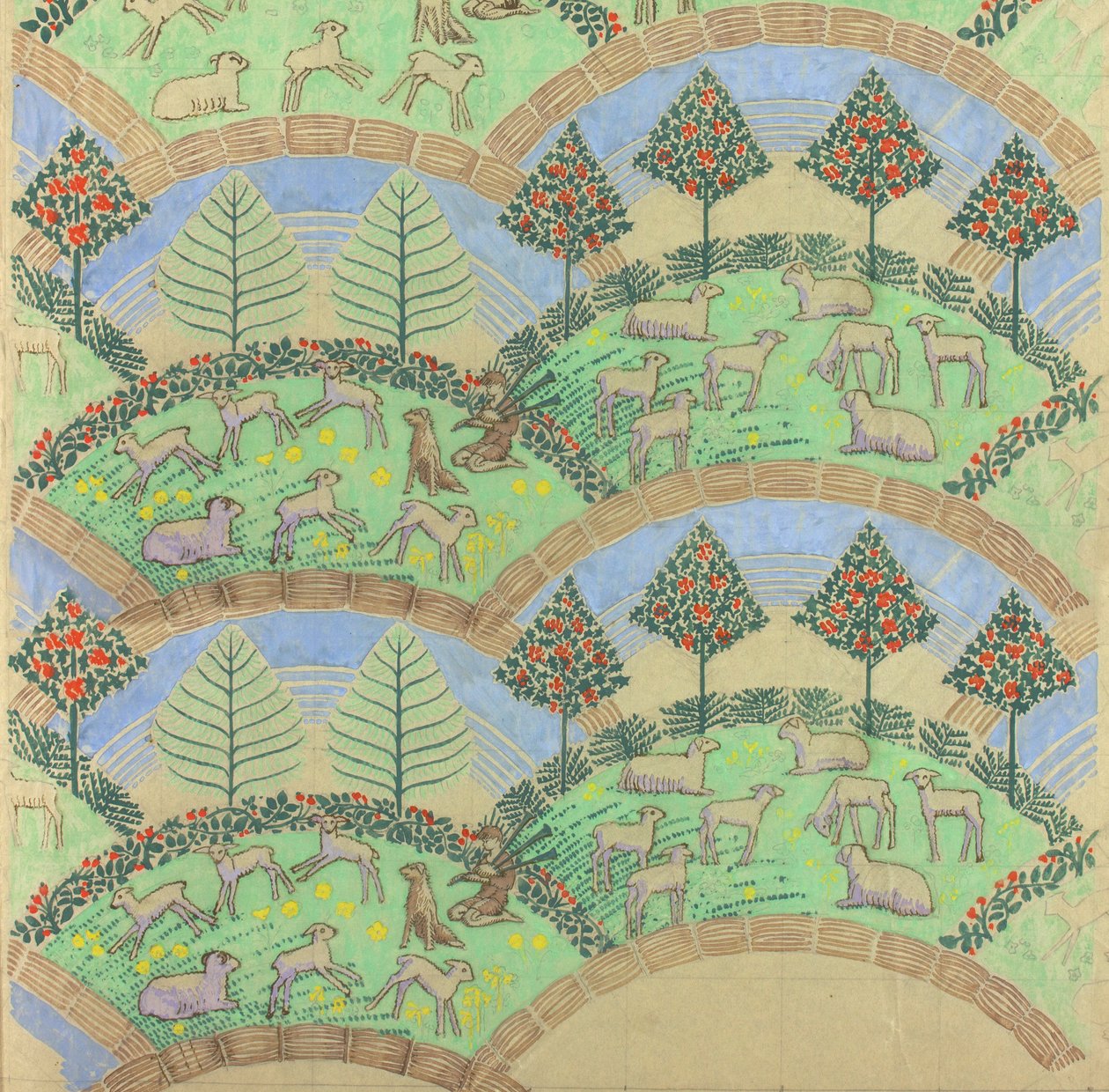 لحن الراعي ، حوالي عام 1930 (جواش على ورق) بواسطة أليك هنتر