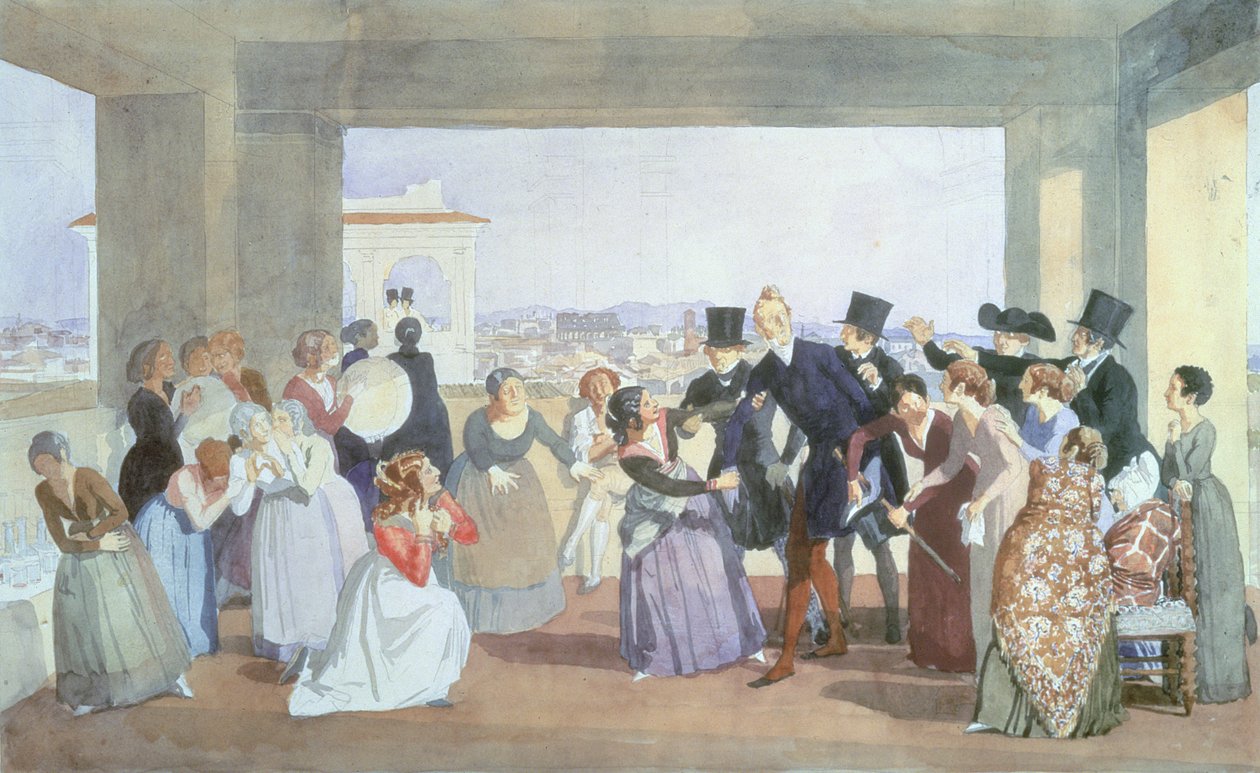 احتفال أكتوبر في روما ، 1842 (مرحاض على ورق) بواسطة ألكسندر إيفانوف
