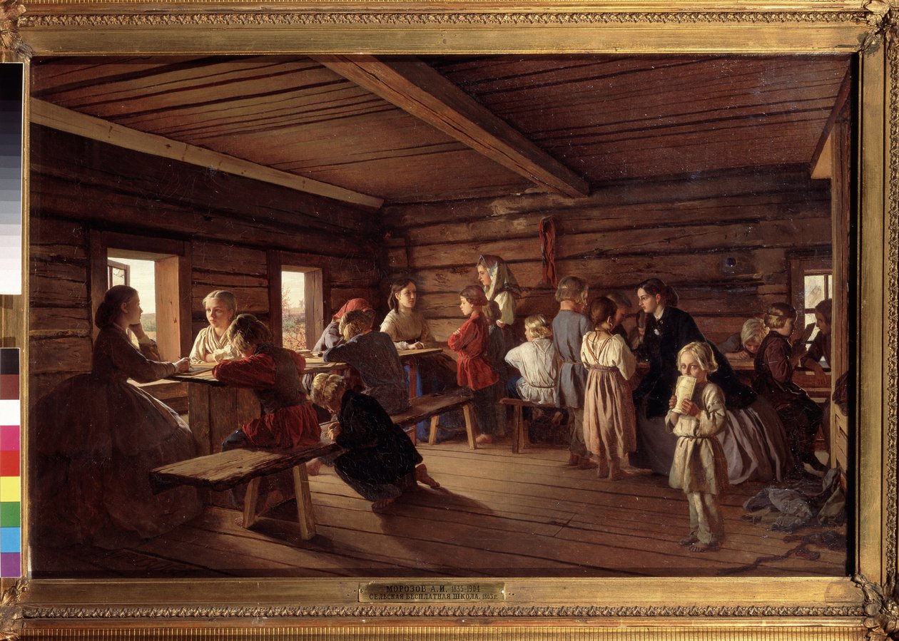 في مدرسة ريفية. لوحة الكسندر إيفانوفيتش موروزوف (1835-1904) ، زيت على قماش بواسطة ألكسندر إيفانوفيتش موروزوف