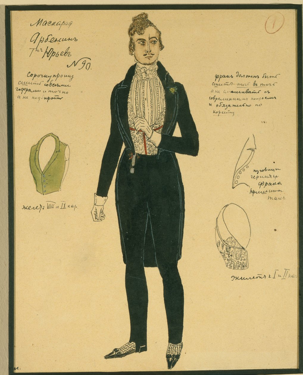 أربينين. تصميم أزياء مسرحية The Masquerade من قبل M. Lermontov ، 1917 بواسطة ألكسندر ياكوفليفيتش جولوفين