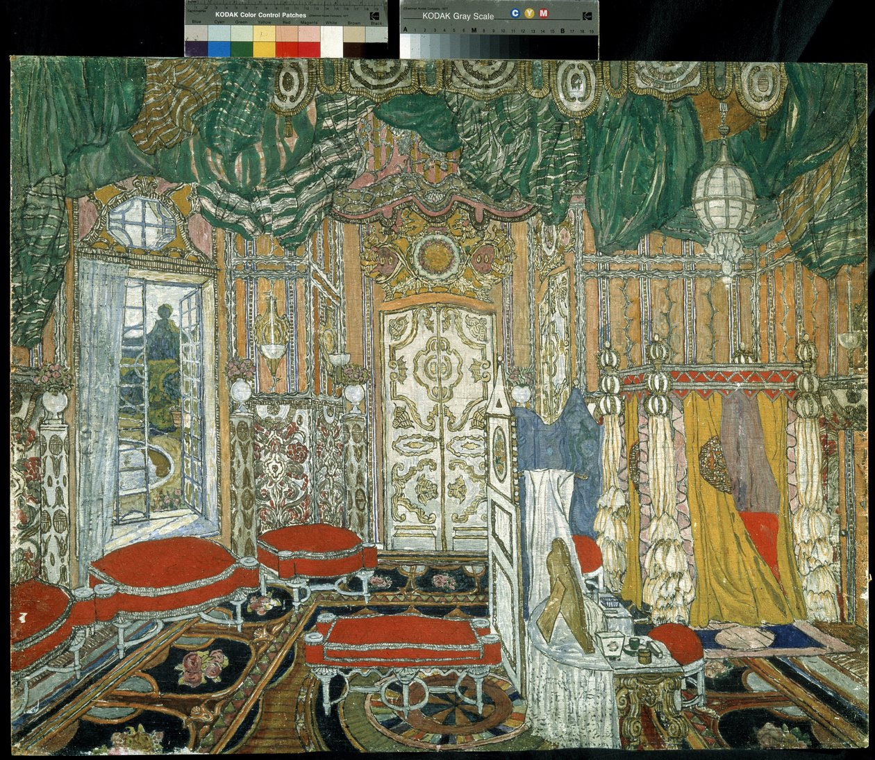 ديكور تحضيري لمسرحية زواج فيجارو لبيير أوغستين كارون دي بومارشيه (1732-1799) (تصميم مسرحي لمسرحية زواج فيجارو بقلم بيومارشايس). لوحة الكسندر ياكوفليفيتش جولوفين (الكسندر جول بواسطة ألكسندر ياكوفليفيتش جولوفين