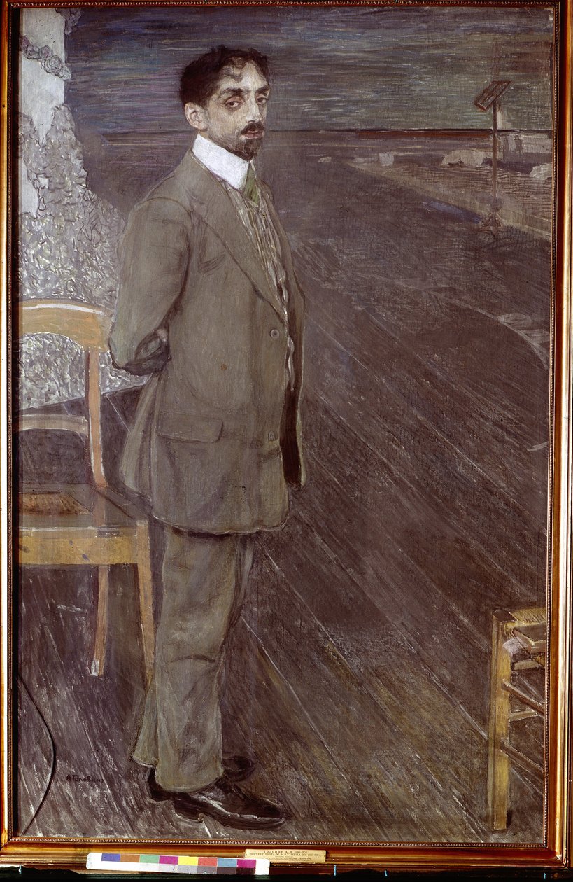 صورة للشاعر ميخائيل كوزمين (1875-1936) (صورة للشاعر م. كوزمين). عمل ألكسندر ياكوفليفيتش جولوفين (1863-1930) ، تمبرا و باستيل على قماش بواسطة ألكسندر ياكوفليفيتش جولوفين