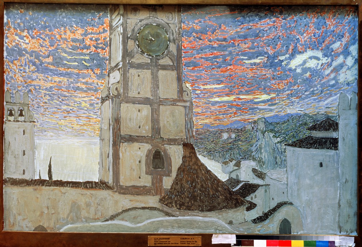قرية صقلية ، تصميم المرحلة لـ Dom Juan من Molière ، 1910 (درجة حرارة على قماش) بواسطة ألكسندر ياكوفليفيتش جولوفين