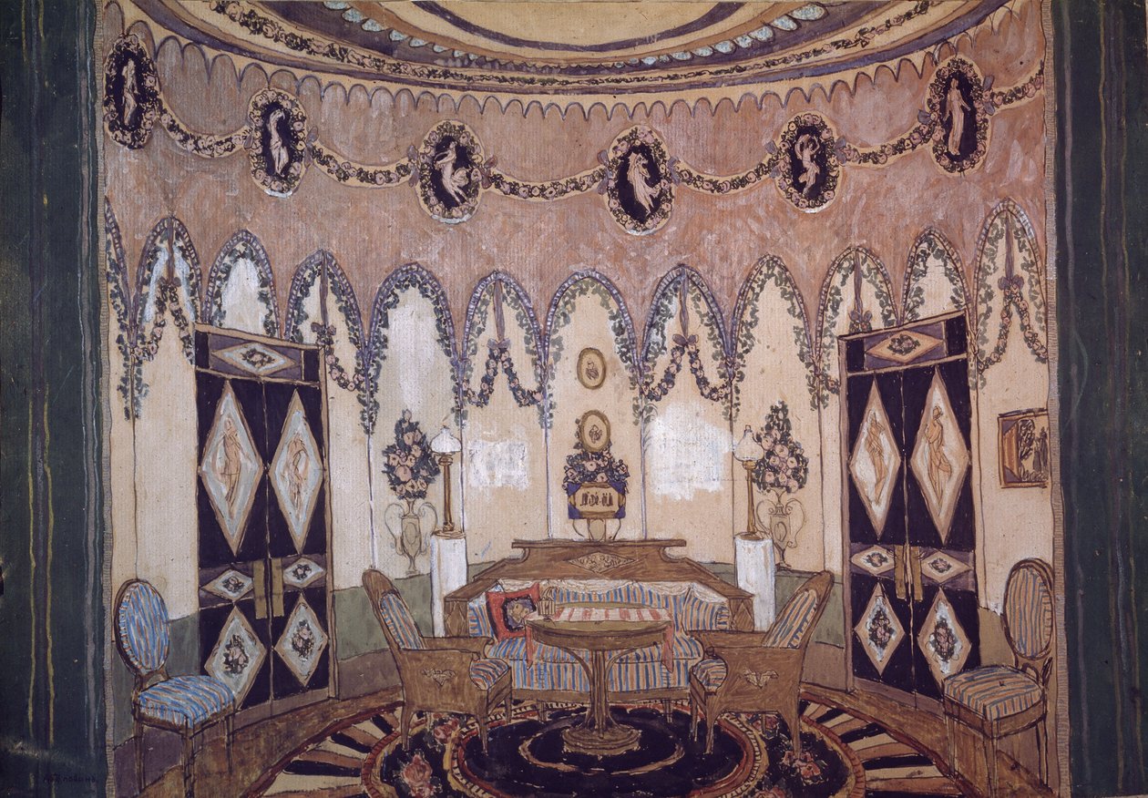 تصميم المرحلة المسرحية المسرحية Two Brothers بقلم M. Lermontov ، 1915 بواسطة ألكسندر ياكوفليفيتش جولوفين