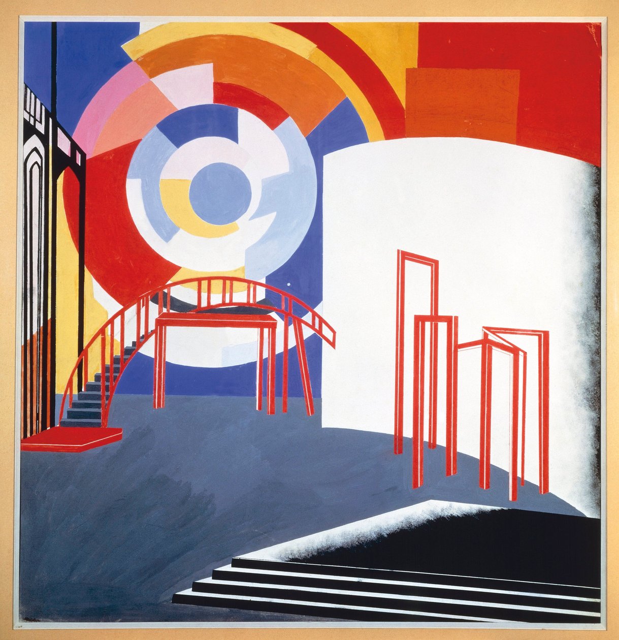 رسم تخطيطي لتصميم المناظر الطبيعية الخلابة، ج.1924 (غواش على ورق) بواسطة ألكساندرا ألكساندروفنا (1884 1949) إيكستر