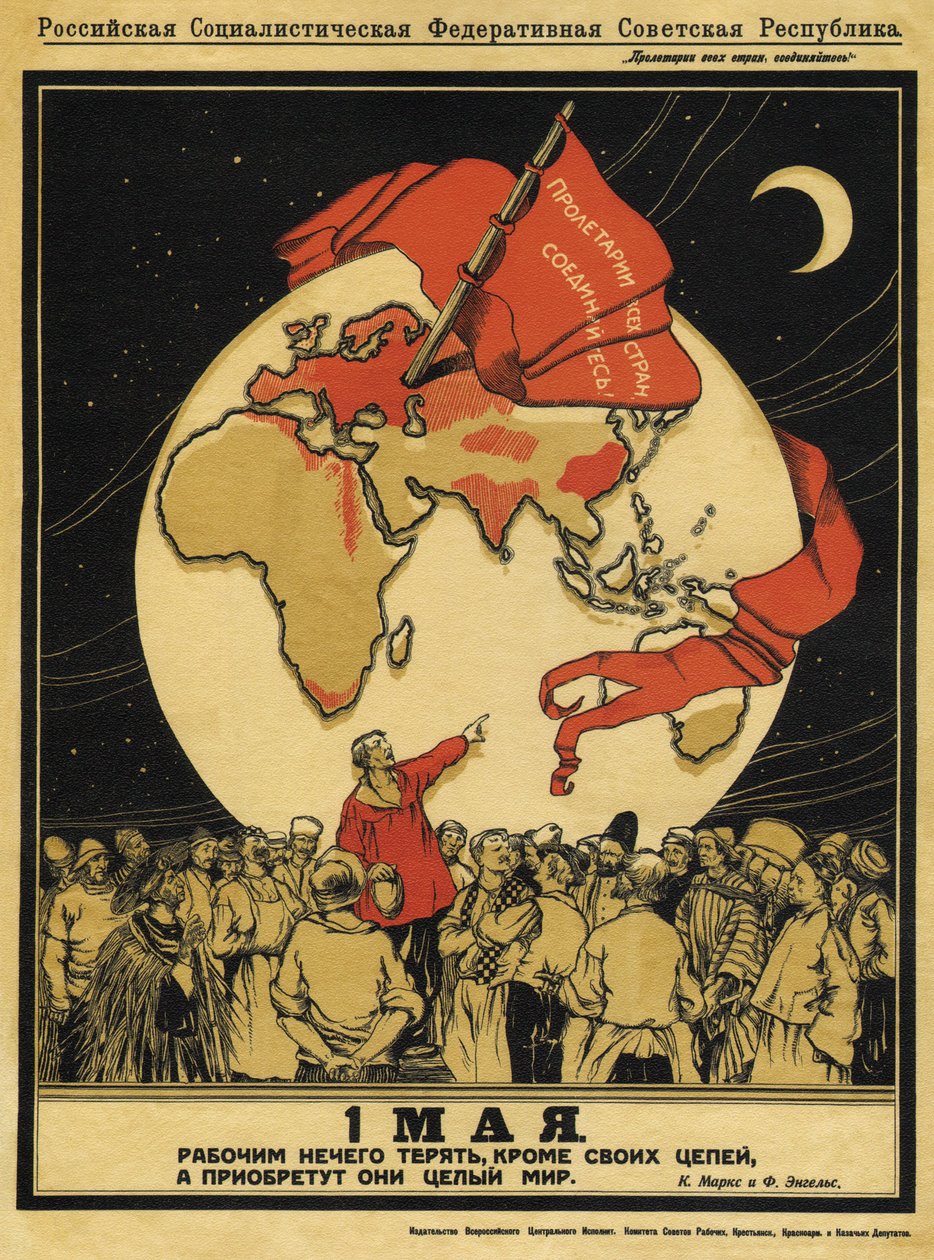 The 1st of May. Workers have nothing to lose, but they have the whole world to win - Apsit, Alexander Petrovich (1880-1944) - 1919 - Colour lithograph - 95x71 - Russian State Library, Moscow بواسطة حنية الكسندر
