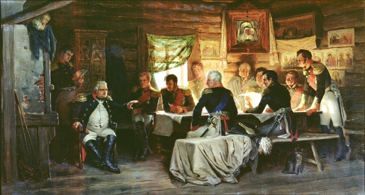 مجلس الحرب في فيلي عام 1812 ، 1882 بواسطة أليكسي دانيلوفيتش كيفشينكو