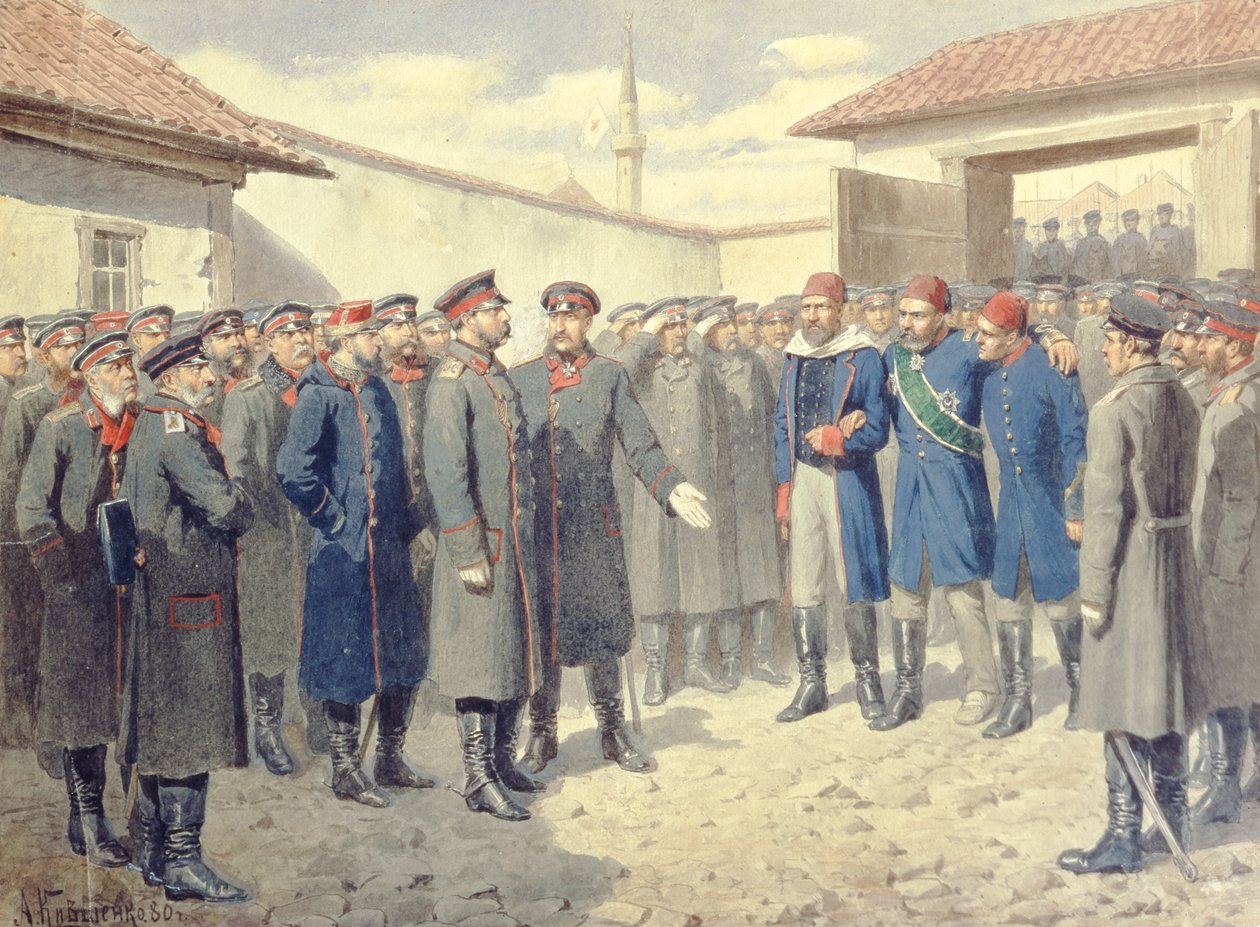 سقوط بليفنا ، الجريح عثمان باشا قبل الإسكندر الثاني (1818-1881) ، 1880 بواسطة أليكسي دانيلوفيتش كيفشينكو