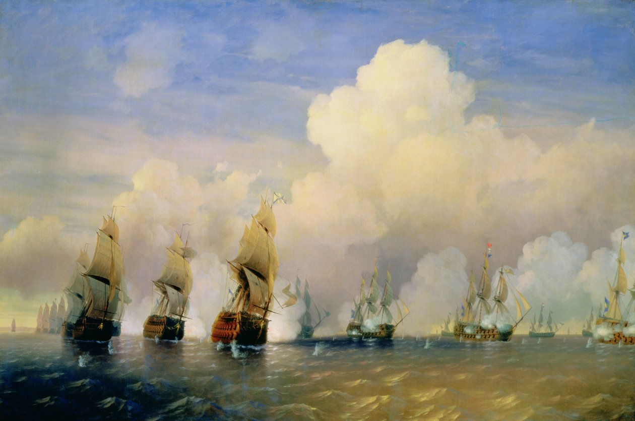 ال حرب البحر الروسية السويدية بالقرب من كرونشتادت في عام 1790 بواسطة أليكسي بتروفيتش بوغوليوبوف