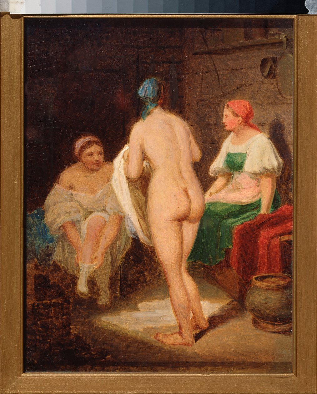 Dans le bain devapor (In Steam Bath) - عمل بواسطة Alexei Gavrilovich Venetsianov (1780-1847) ، زيت على ورق مقوى ، نهاية عام 1820 ، الفن الروسي في القرن التاسع عشر ، الرومانسية - معرض الدولة تريتياكوف ، موسكو بواسطة أليكسي جافريلوفيتش فينيسيانوف