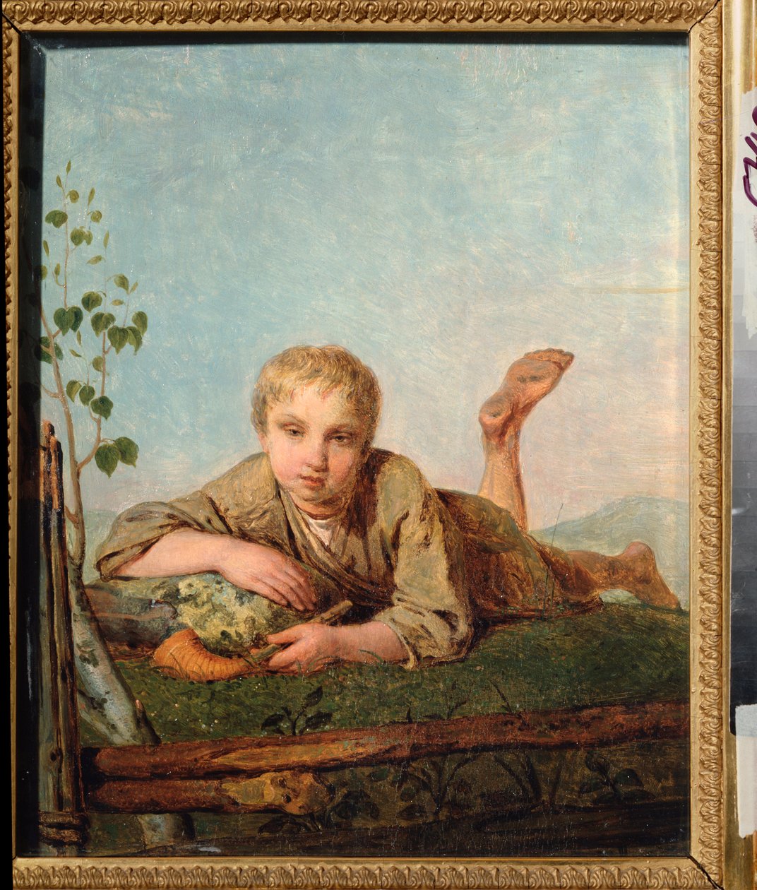 فتى الراعي مع أنبوب - رسم أليكسي جافريلوفيتش فينيتسيانوف (1780-1847) ، زيت على قماش ، حوالي 1820 ، الفن الروسي بواسطة أليكسي جافريلوفيتش فينيسيانوف