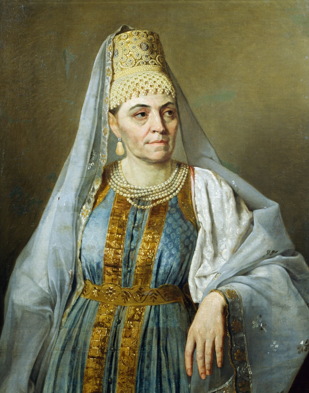 صورة لمارفا فينيتسيانوفا في زي من قبل أليكسي فينيتسيانوف (1780-1847) ، حوالي 1828 بواسطة أليكسي جافريلوفيتش فينيسيانوف