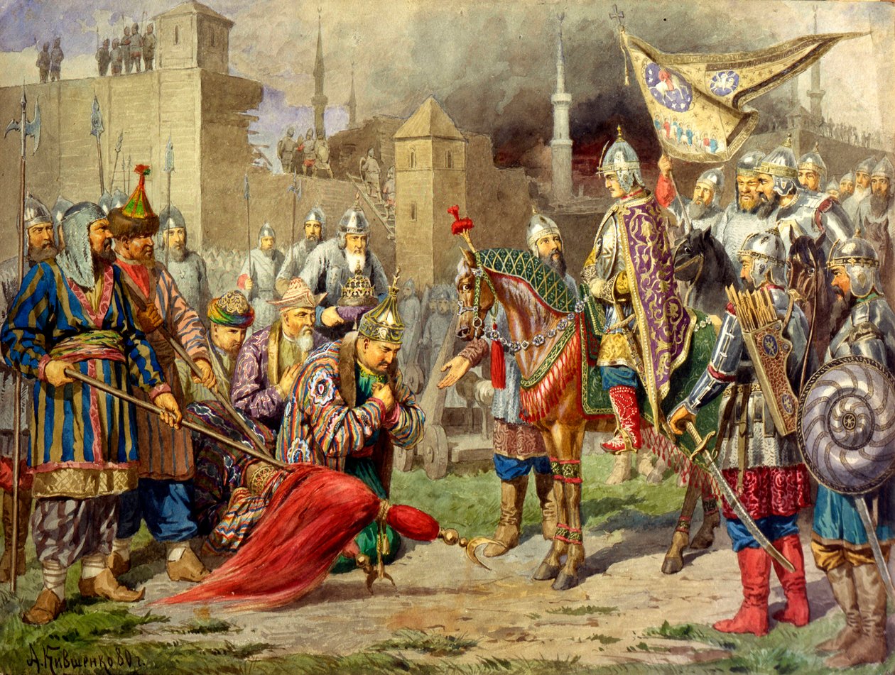 "القيصر إيفان الرابع قهر قازان عام 1552" ، 1880 بواسطة أليكسي كيفشينكو