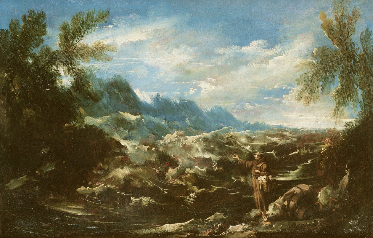 القديس أنطونيوس بادوا يكرز للأسماك في ريميني ، 1720-25 بواسطة اليساندرو ماجناسكو