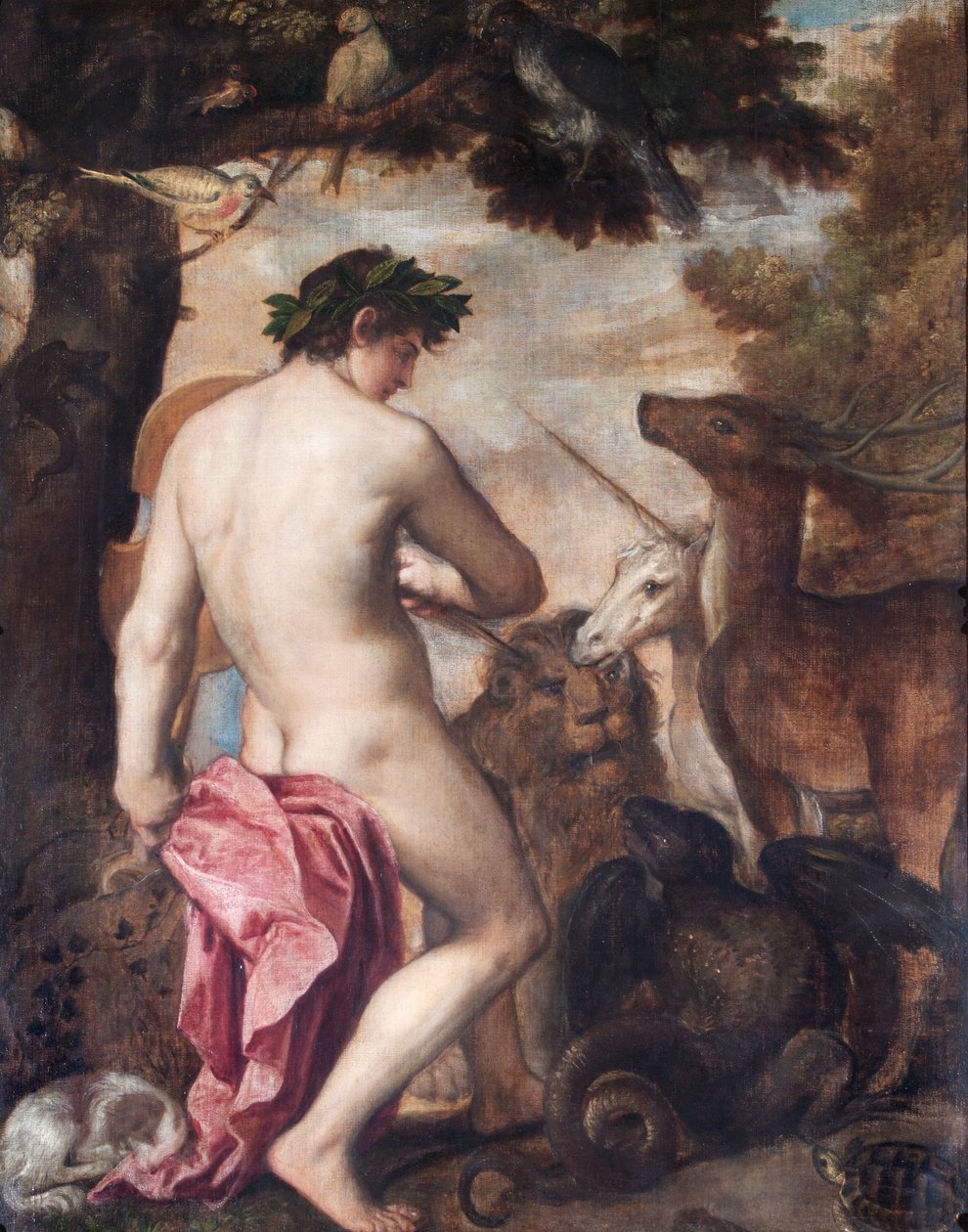 أورفيوس سحر الحيوانات (زيت على قماش) بواسطة Alessandro (1588–1649) (Attr. to) Titian (Workshop of) and Padovanino