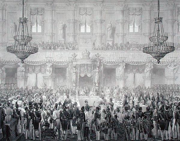 مأدبة رسمية بمناسبة تتويج فرديناند الأول (1793-1875) بواسطة أليساندرو (بعد) سانكيريكو