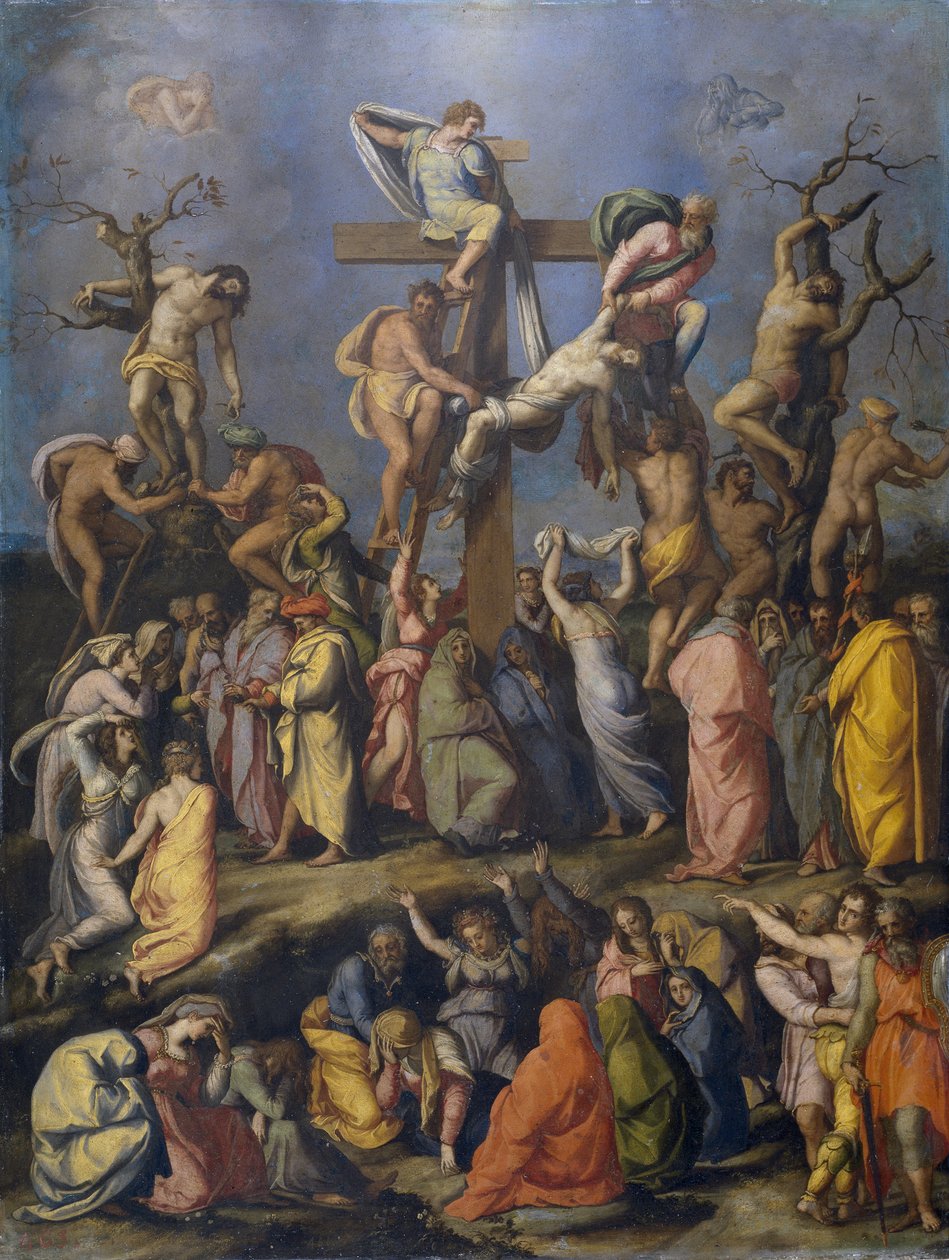 النزول من الصليب - رسم لأليساندرو ألوري (1535-1607) ، زيت على قماش (70 × 54 سم) ، حوالي 1560 - (النزول من الصليب ، زيت على قماش بواسطة أ. ألوري ، 1560) - متحف ديل برادو ، مدريد بواسطة اليساندرو ألوري