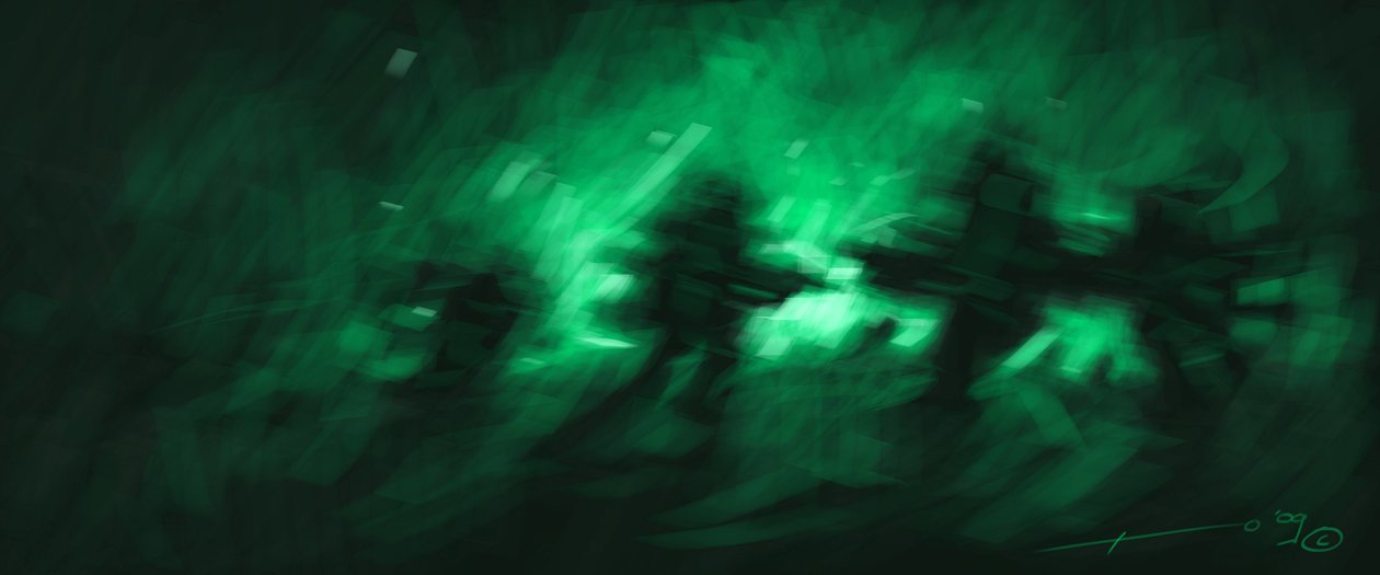 معركة ، رؤية ليلية بالأشعة تحت الحمراء للجنود. رسم أليساندرو لوناتي بواسطة أليساندرو لوناتي