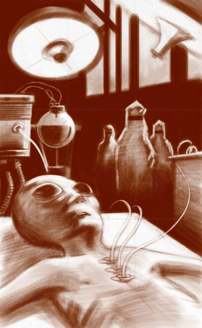 مخلوق رائع: أجنبي يخضع للاختبارات المعملية. رسم من قبل أليساندرو لوناتي. 2010 بواسطة أليساندرو لوناتي