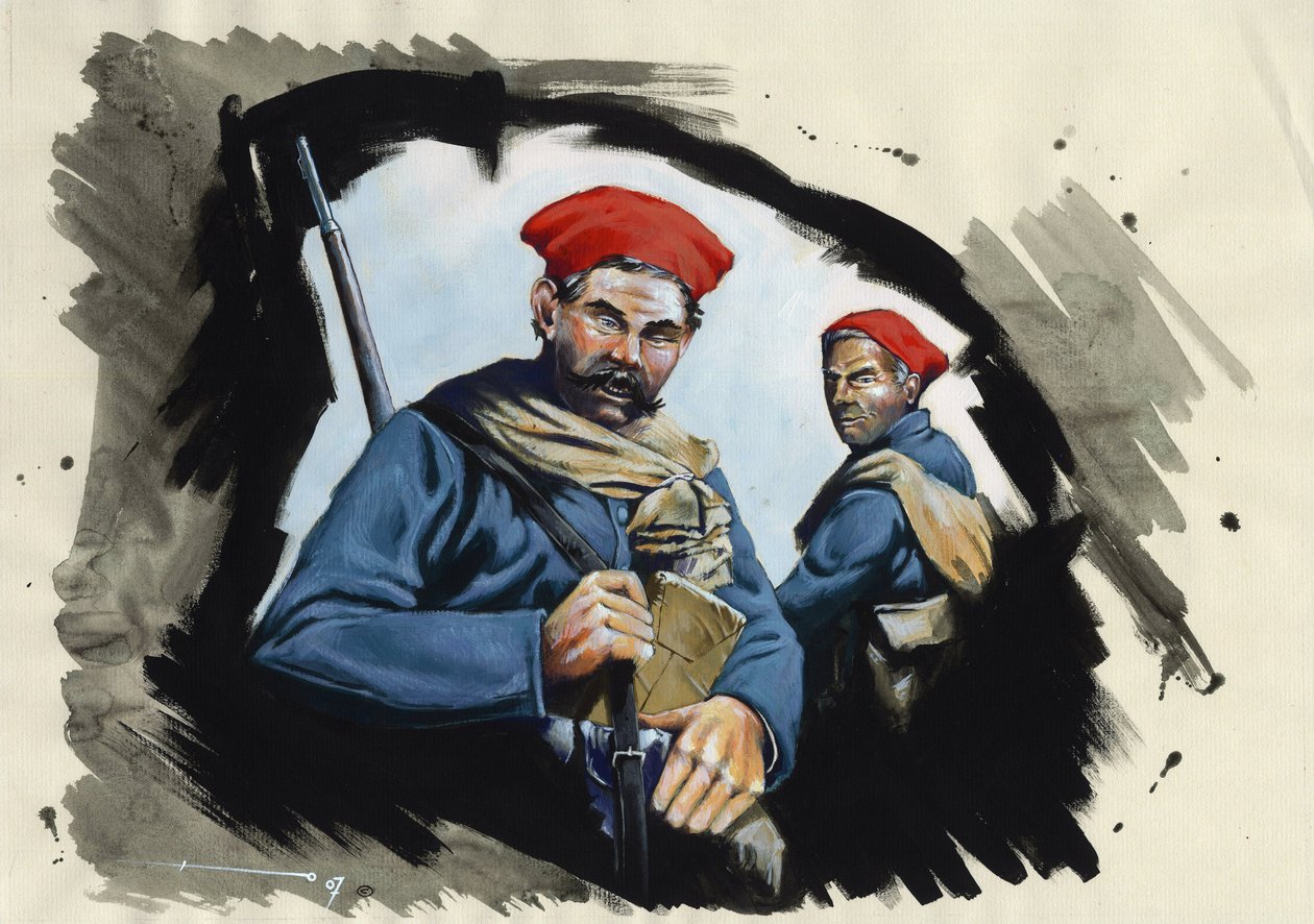 الحرب العالمية الأولى 1914-1918: جنود جزائريون من الجيش الفرنسي في خندق بواسطة أليساندرو لوناتي