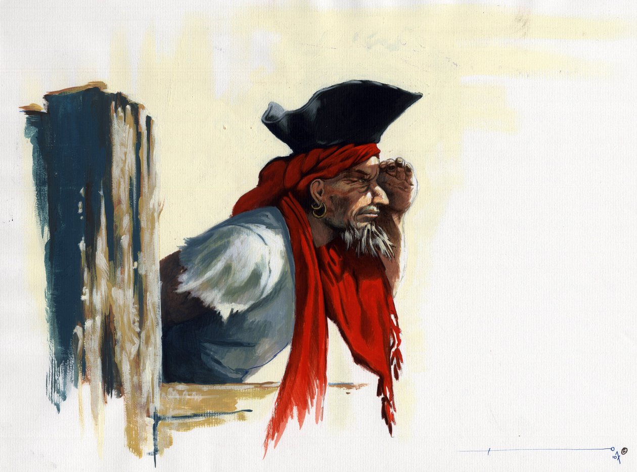 قراصنة الكاريبي ينظر إلى الأفق. رسم أليساندرو لوناتي. بواسطة أليساندرو لوناتي