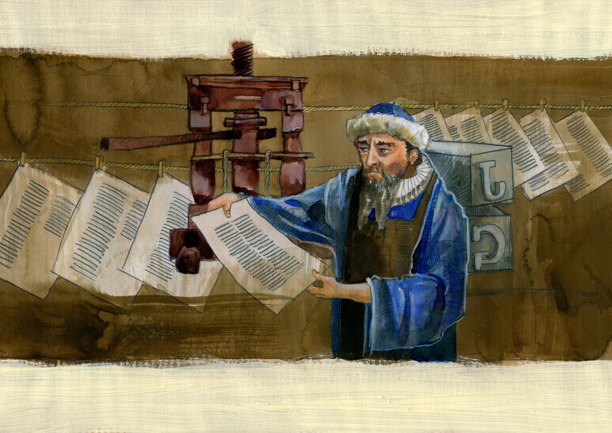 صورة يوهانس جينسفليش ديت جوتنبرج (1400-1468) ، طابعة ألمانية (صورة يوهانس جوتنبرج) رسم توضيحي لأليساندرو لوناتي بواسطة أليساندرو لوناتي