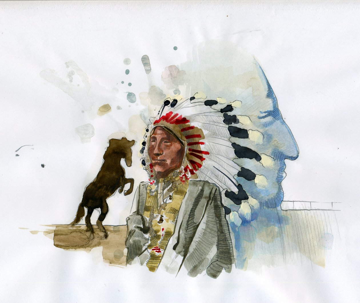 صورة لزعيم حرب الأمريكيين الأصليين من Oglala Lakota Crazy Horse (1840-1877) (Tashunka-witko) رسم بواسطة أليساندرو لوناتي بواسطة أليساندرو لوناتي