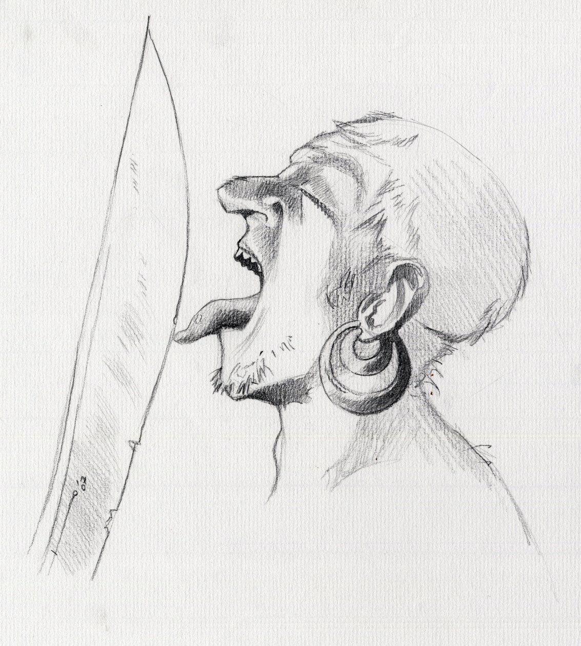 صورة لقرصان (قرصان) يتحدى السيف بلمسه بلسانه. رسم أليساندرو لوناتي. بواسطة أليساندرو لوناتي