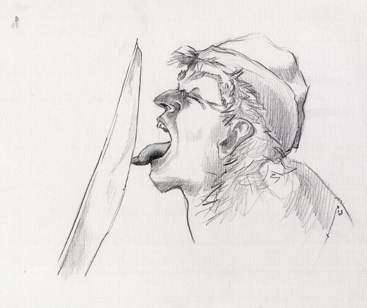 صورة لقرصان (قرصان) يتحدى السيف بلمسه بلسانه. رسم أليساندرو لوناتي. بواسطة أليساندرو لوناتي