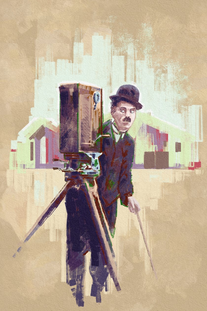صورة للممثل والمخرج تشارلي شابلن (رسم توضيحي) بواسطة أليساندرو لوناتي