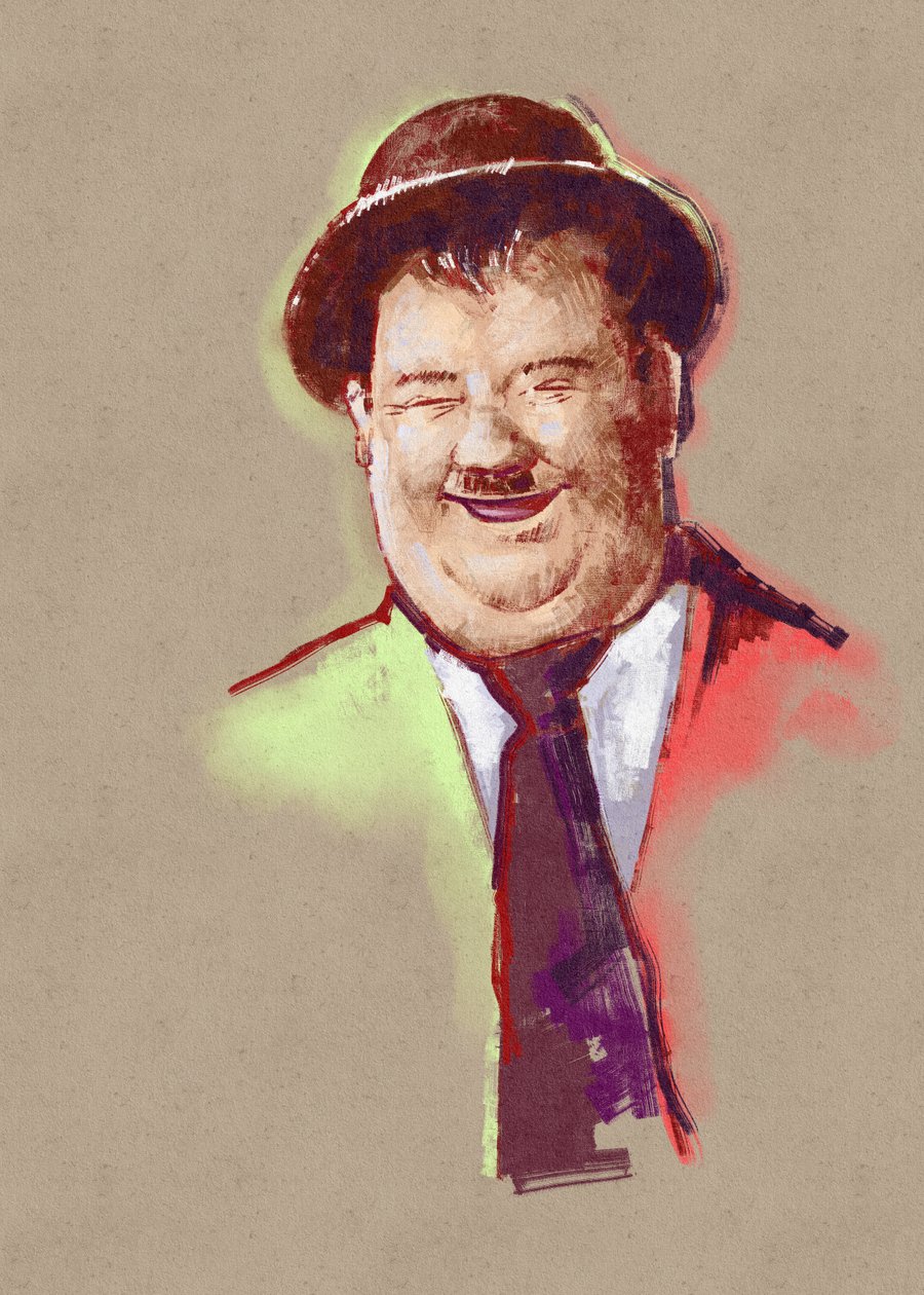 صورة الممثل الكوميدي أوليفر هاردي (رسم توضيحي) بواسطة أليساندرو لوناتي